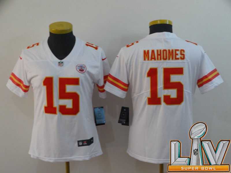Super Bowl LV 2021 Women Kansas City Chiefs 15 Mahomes White Nike Vapor Untouchable Limited Player NFL Jerseys